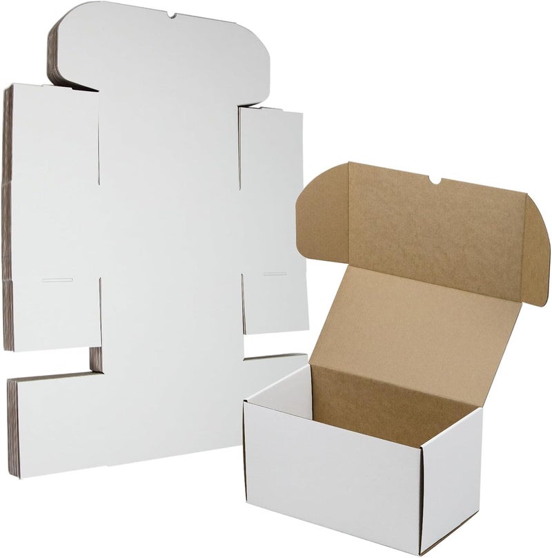 HESESOH 11x6x6 Inches Shipping Boxes Set of 20, White Corrugated Cardboard Box Literature Mailer for Packing Small Business - Image 1